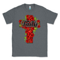 Charcoal Heather faith floral cross Classic Tee - NancyCooperArtShop