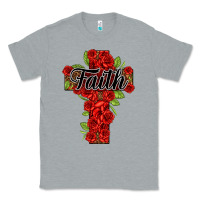 Heather Grey faith floral cross Classic Tee - NancyCooperArtShop