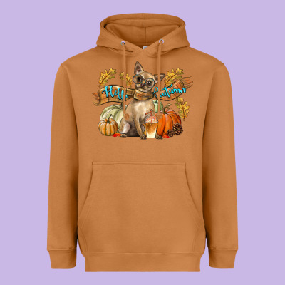 Hello Autumn With Chihuahua Dog Heavyweight Hoodie Designed By Lillyallendesigns