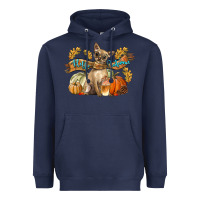Navy Hello Autumn With Chihuahua Dog Heavyweight Hoodie - LillyAllenDesigns