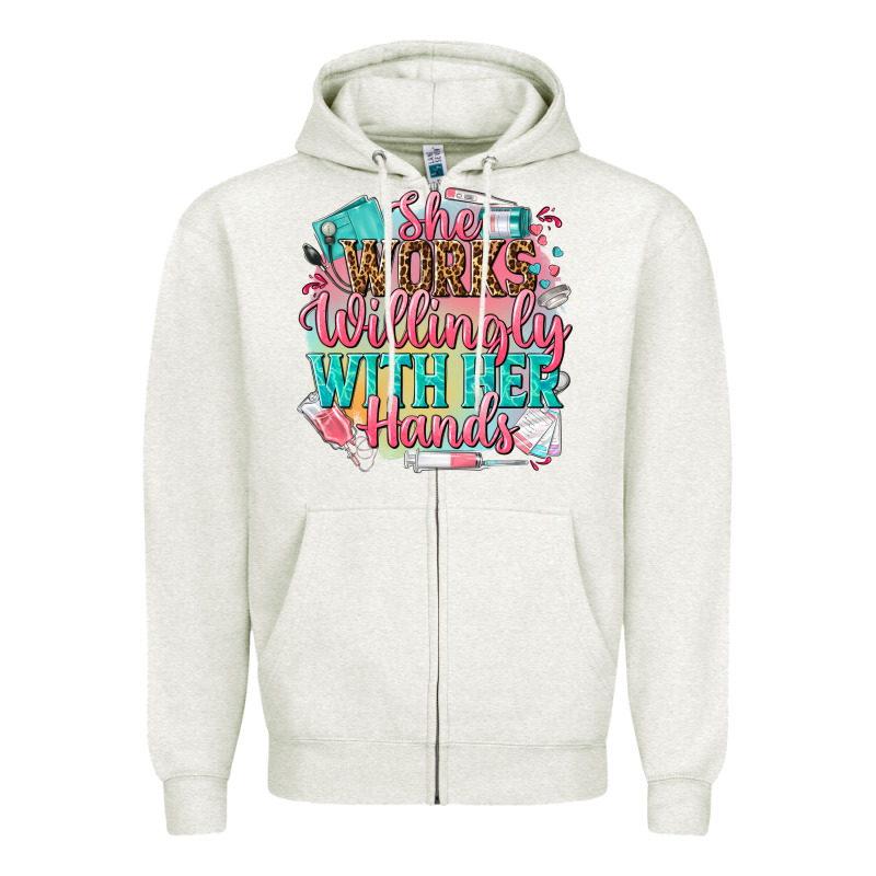 She Works Willingly With Her Hands Zipper Hoodie by NancyCooperArtShop | Teevron
