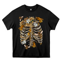 Black Flower rib cage bees Heavy Core Tee - RanaPortraitStore