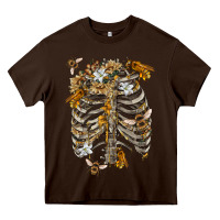 Chocolate Brown Flower rib cage bees Heavy Core Tee - RanaPortraitStore