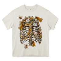 Cream Flower rib cage bees Heavy Core Tee - RanaPortraitStore