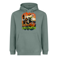 Sage Happy Halloween With Black Cat Heavyweight Hoodie - LillyAllenDesigns