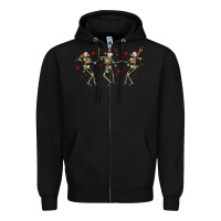 Black dancing skeleton christmas Zipper Hoodie - MaliasSmallBusiness