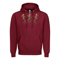 Burgundy dancing skeleton christmas Zipper Hoodie - MaliasSmallBusiness