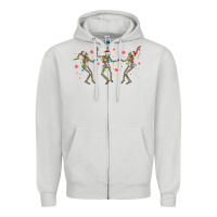 Dove Grey dancing skeleton christmas Zipper Hoodie - MaliasSmallBusiness