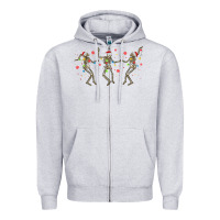 Heather Grey dancing skeleton christmas Zipper Hoodie - MaliasSmallBusiness