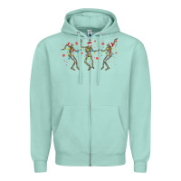 Seafoam dancing skeleton christmas Zipper Hoodie - MaliasSmallBusiness