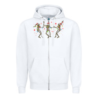 White dancing skeleton christmas Zipper Hoodie - MaliasSmallBusiness
