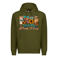 Army Green moody before coffee Premium Hoodie - JahusDesignShop