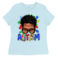 Baby Blue autism afro man Ladies Tee - texasbilliewilder