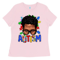 Bubblegum Pink autism afro man Ladies Tee - texasbilliewilder