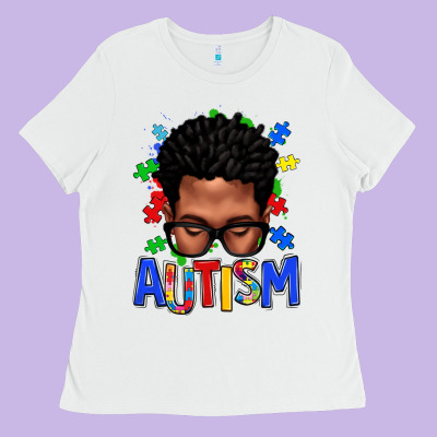 Autism Afro Man Ladies Tee Designed By Texasbilliewilder