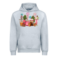 Heather Grey pink christmas coffe cups Urban Hoodie - CowGirlArtShop