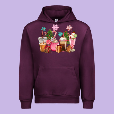 Pink Christmas Coffe Cups Urban Hoodie Designed By Cowgirlartshop