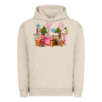 Pigment French Oak pink christmas coffe cups Urban Hoodie - CowGirlArtShop