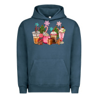 Pigment Midnight Navy pink christmas coffe cups Urban Hoodie - CowGirlArtShop