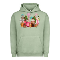 Pigment Oil Green pink christmas coffe cups Urban Hoodie - CowGirlArtShop