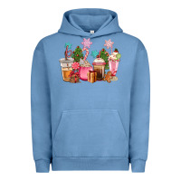 Pigment Pebble Blue pink christmas coffe cups Urban Hoodie - CowGirlArtShop