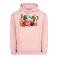 Pigment Salmon pink christmas coffe cups Urban Hoodie - CowGirlArtShop