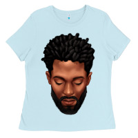Baby Blue bearded black man portrait Ladies Tee - texasbilliewilder
