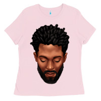 Bubblegum Pink bearded black man portrait Ladies Tee - texasbilliewilder