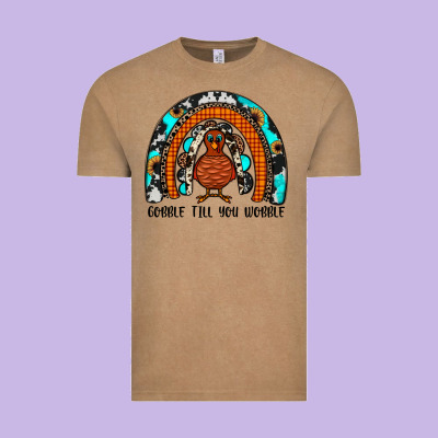 Gobble Till You Wobble Rainbow Vintage Tee Designed By Jahusdesignshop