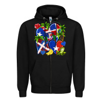 Black puerto rico with dominican republic hearts Zipper Hoodie - NancyCooperArtShop