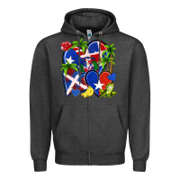 Charcoal Heather puerto rico with dominican republic hearts Zipper Hoodie - NancyCooperArtShop