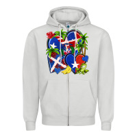 Dove Grey puerto rico with dominican republic hearts Zipper Hoodie - NancyCooperArtShop