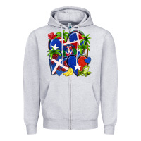 Puerto Rico With Dominican Republic Hearts Zipper Hoodie | Teevron