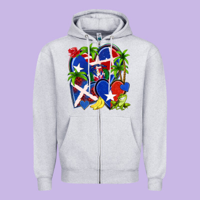 Puerto Rico With Dominican Republic Hearts Zipper Hoodie Designed By Nancycooperartshop
