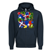 Navy puerto rico with dominican republic hearts Zipper Hoodie - NancyCooperArtShop
