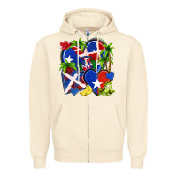 Sandshell puerto rico with dominican republic hearts Zipper Hoodie - NancyCooperArtShop