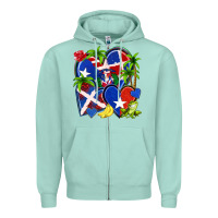 Seafoam puerto rico with dominican republic hearts Zipper Hoodie - NancyCooperArtShop