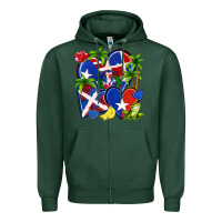 Sports Green puerto rico with dominican republic hearts Zipper Hoodie - NancyCooperArtShop