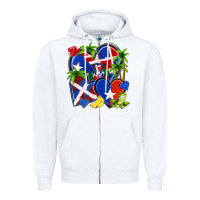 White puerto rico with dominican republic hearts Zipper Hoodie - NancyCooperArtShop