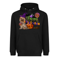 Black Happy Halloween With Yorkshire Terrier Dog Heavyweight Hoodie - LillyAllenDesigns