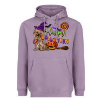 Lavender Happy Halloween With Yorkshire Terrier Dog Heavyweight Hoodie - LillyAllenDesigns