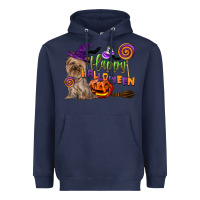 Navy Happy Halloween With Yorkshire Terrier Dog Heavyweight Hoodie - LillyAllenDesigns