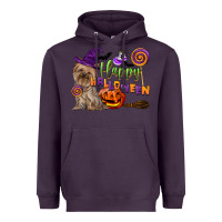 Plum Happy Halloween With Yorkshire Terrier Dog Heavyweight Hoodie - LillyAllenDesigns