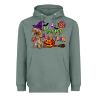 Sage Happy Halloween With Yorkshire Terrier Dog Heavyweight Hoodie - LillyAllenDesigns