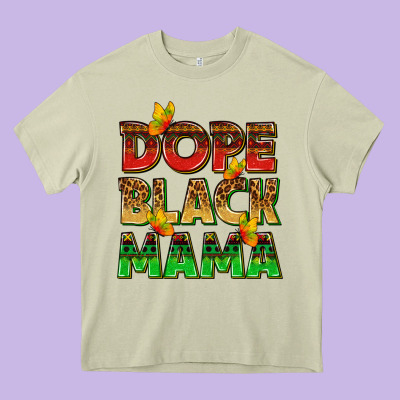 Dope Black Mama With Butterflies Heavy Core Tee Designed By Texasbilliewilder