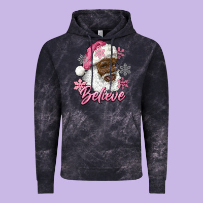 Pink Christmas African American Santa Believe Vintage Hoodie Designed By Ranaportraitstore