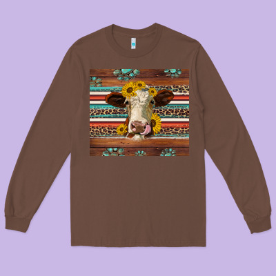 Western Sunflowers Gemstone Heifer Long Sleeve Tee Designed By Jasminsmagicworld