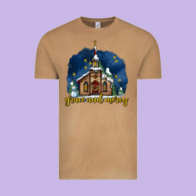 Christmas Church And Snow Grace And Mercy Vintage Tee Designed By Adodesignshop