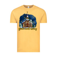 Vintage Mustard Christmas church and snow grace and mercy Vintage Tee - AdoDesignShop