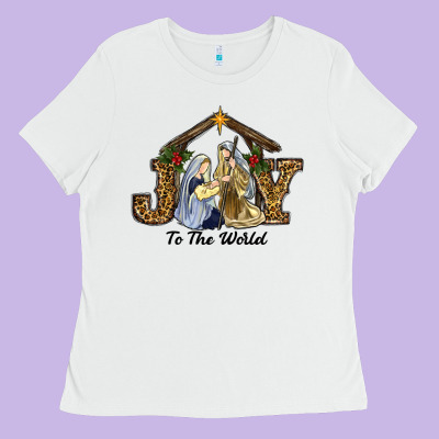 Ladies Tee Joy To The World Baby Jesus Christmas